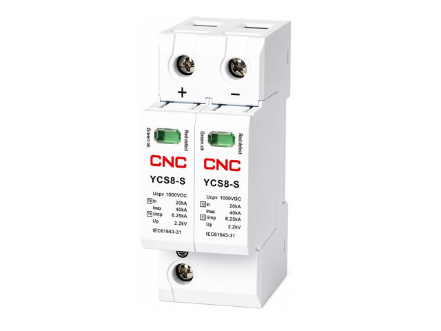2PCS DC SPD Surge Protector for 100V-1000V PV Systems, 2-Pole 40kA T1+T2 Level, Replaceable Module, Solar Panel Lightning Protection, Overvoltage...