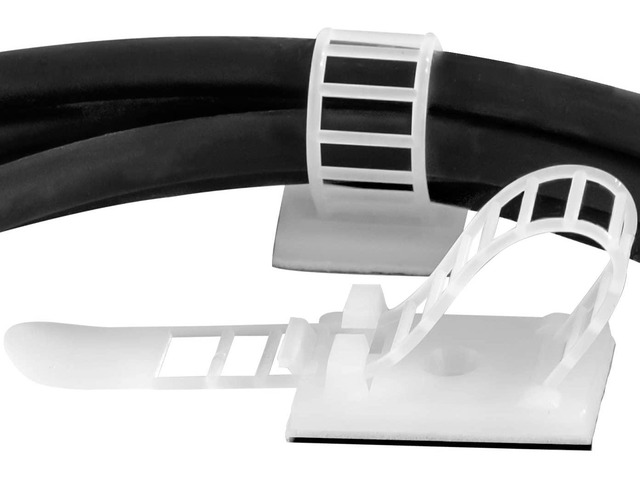 Pro-Grade, Adhesive-Backed Cable Straps 50 Pack. High-Strength, White Clamps for Electrical Wire Management and Organization. Tool-Free...