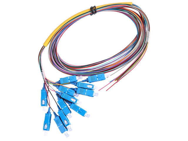 12 Strand SC/UPC Fiber Optic Pigtail, 1.5Meter(4.9Ft) 9/125um Color Coded Singlemode SC/UPC Fiber Pigtail for Networks Communication System