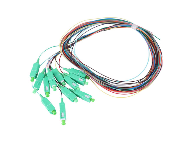 12 Strand SC/APC Fiber Optic Pigtail, 1.5Meter(4.9Ft) 9/125um Color Coded Singlemode SC/APC Fiber Pigtail for Networks Communication System
