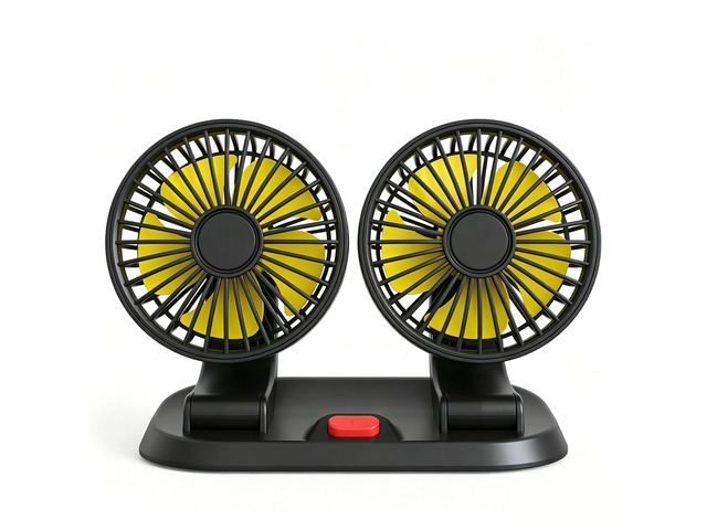 Dual Head 12V Car Fan for SUV Truck RV with No AC,Adjustable Car Cool Fan, Dual Head Design, 2-speed Adjustable, 360° Rotating Portable Car...