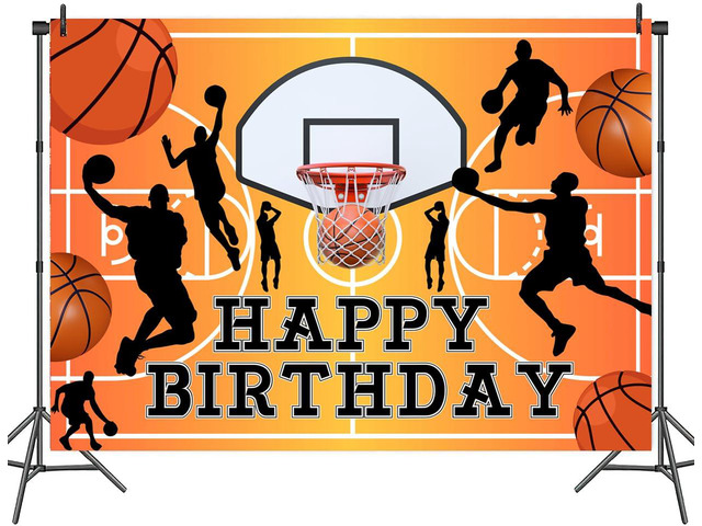 7x5ft Basketball Happy Birthday Backdrop Banner Boy Basketball Sport Theme Party Happy Birthday Home Indoor Banner Sports Theme Photography Background