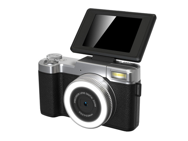 4K Digital Camera 48MP Resolution 18X Zoom Compact Travel Size for Selfie and Video Recording Black (Black)
