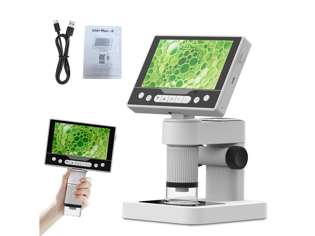 Digital Microscope, 12MP 1080P Handheld Microscope with 8 Adjustable LED Lights, 5' LCD Screen Coin Microscope 1000X, USB Microscope for...