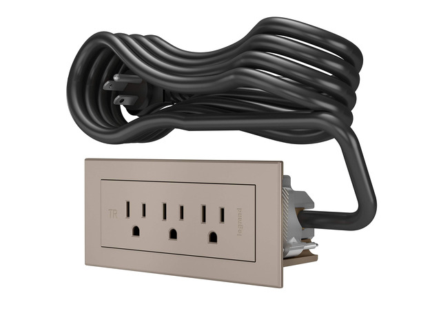 Legrand radiant Recessed Furniture Power Strip 3 Outlet Nickel 6 Ft Cord Commercial Rated, Utlra Durable, Child Safe Tamper Resistant, Easy...