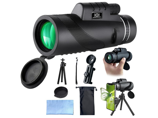 50x60 Monocular Telescope - Adult & Children Compact High-Definition Monocular with Smartphone Adapter Tripod for Outdoor Use