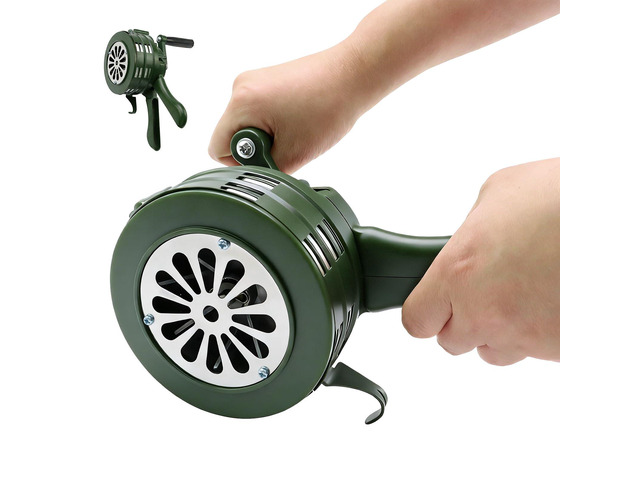 Hand Crank Siren Horn,110 DB Loud Portable Handheld Air Raid Siren,Manual Emergency Alarm with Foldable Handle for Home,Self Protection,Green