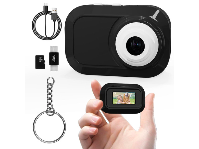 Mini Keychain Camera with 14M 1080P FHD, Mini Pocket Digital Camera - 0.96' Tiny Portable Small Cameras, Video Recorder with 16GB Card, OTG for...