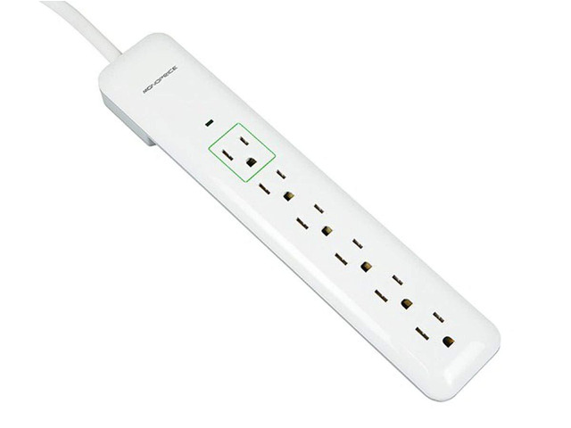 6 Outlet Slim Surge Protector Power Strip - 540 Joules, With Power/Circuit Breaker Switch, 500 Volts Clamping Voltage, UL Rated Cord, 3 Feet, White