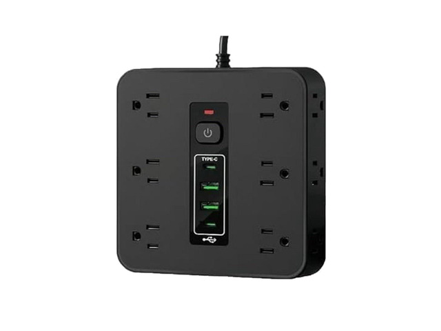 16-in-1 Surge Protector Power Strip with 16 AC Outlets, 3 USB & 2 Type-C Ports, for Home Office Dorm Travel (Black)