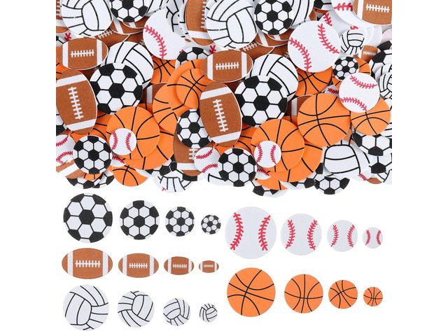 1000 Pcs Foam Sports Stickers Self-Adhesive 100 Days Party Favor Foam Stickers Bulk Including Soccer Basketball Baseball Volleyball Football Sports...