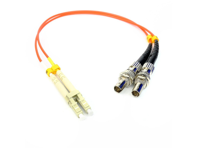 1ft Fiber Optic Adapter Cable LC (Male) to ST (Female) Multimode 50/125 Duplex