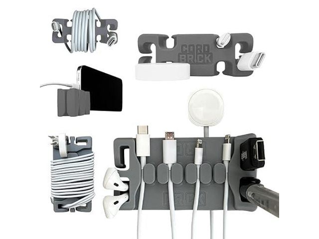 /DeskBrick Bundle Weighted Cord Holders for Nightstand & Desk - Phone Charger Cable Management Travel, Phone Accessory, Stocking Stuffer - Gift for...