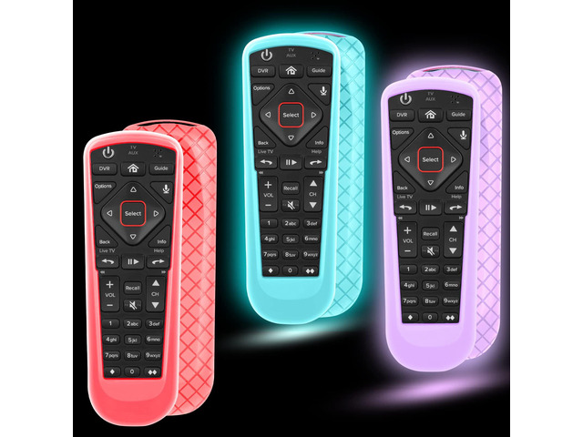 3 Pack Remote Cover for Dish Network Remote Control 52.0/54.0 Silicone TV Case Skin Sleeve Glow in The Dark Purple Blue Red