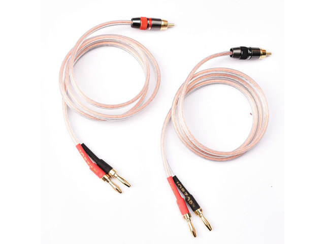 2 Pack Audiophile 14 AWG OFC Speaker Wire, with RCA Male (Black & Red) to 2 Banana Plugs (1M(3.3FT))