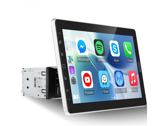 10.1 inch Single Din Touchscreen Car Stereo 10 inch Screen 1 Din Radio with CarPlay and Android Auto/Mirror Link/EQ Audio/1080P/SWC/Bluetooth...