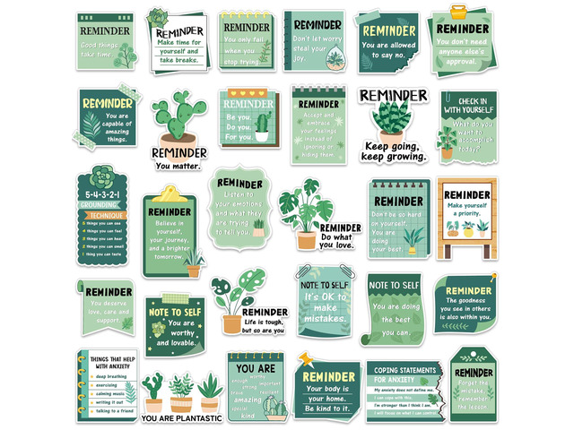 300 Pcs Mental Health Stickers Holiday Positive Affirmation Decor Inspirational Motivational Encouraging Care Quote Decals for Laptop Water Bottle...