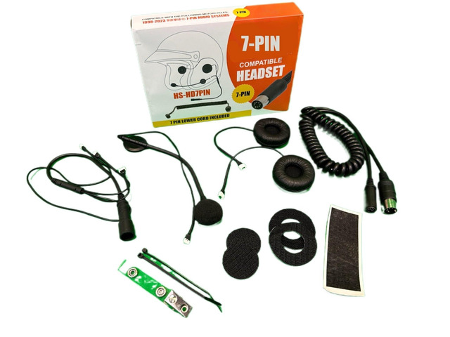 7 Pin Helmet Headset Compatible with Harley Davidson Motorcycles, Wired Harley Communication System with Stereo Speakers & Noise Canceling Boom Mic...