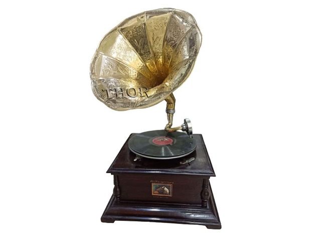 Wooden Gramophone Phonograph Turntable Vinyl Record Player Stereo Speakers System