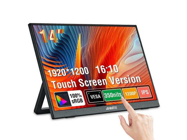 14' Portable Touch Monitor for Laptop Computer Gaming Display Metal Enclosure Mobile Display