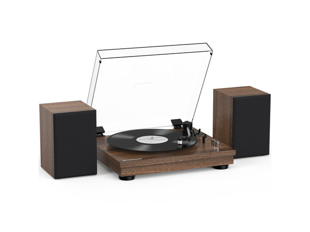 Vinyl Record Player with 24W HiFi Stereo Speakers Vintage Bluetooth Turnable for Vinyl Records with Belt Drive 2-Speed, Magnetic Cartridge RCA...