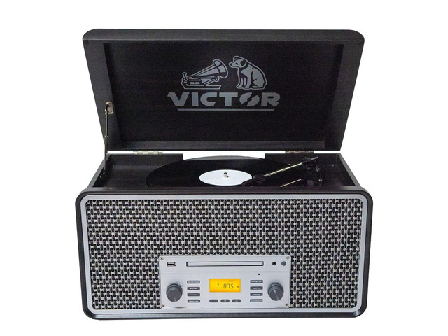 Monument 8-in-1 Turntable Music Center with 3-Speed Record Player, CD/MP3/Cassette Player, AM/FM Radio, Dual Bluetooth in & Out, USB Playback &...