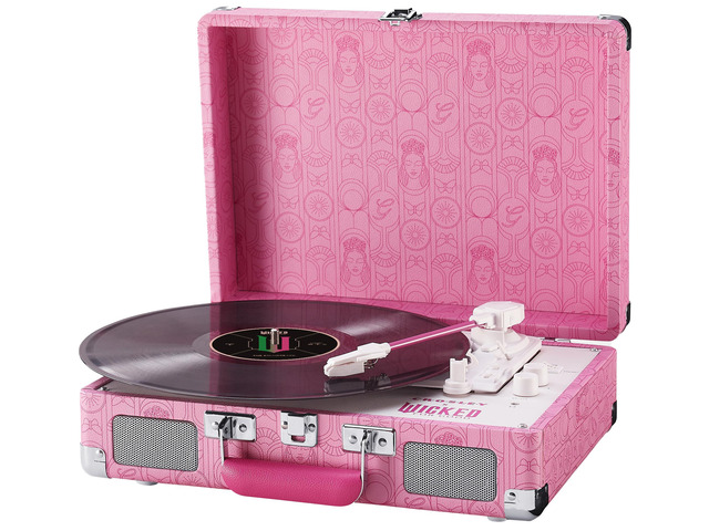 CR8005F-PW Wicked Glinda Cruiser Record Player, Pink 3-Speed Turntable, Bluetooth In / Out, Built-in Stereo Speakers, Isolated Internal Speakers...