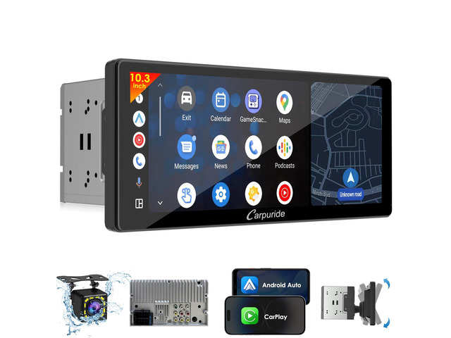 10.3' Double Din Car Stereo with Wireless CarPlay & Android Auto Car Radio Detachable Floating Touchscreen Car Audio Receivers with Bluetooth EQ...
