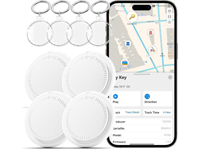 4 Pack Android Tracker Tags,Bluetooth Tracker Tags Both iOS and Android Android Smart Tags for Androd with 4 Waterproof Keyrings,Tracker for Androd...