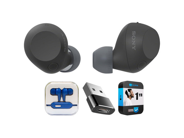 WF-C710NB Truly Wireless Noise Canceling Earbuds Black Bundle with Mizco Travelocity in-Ear Headphone (Colors May Vary), Converter Adapter and 1 YR...