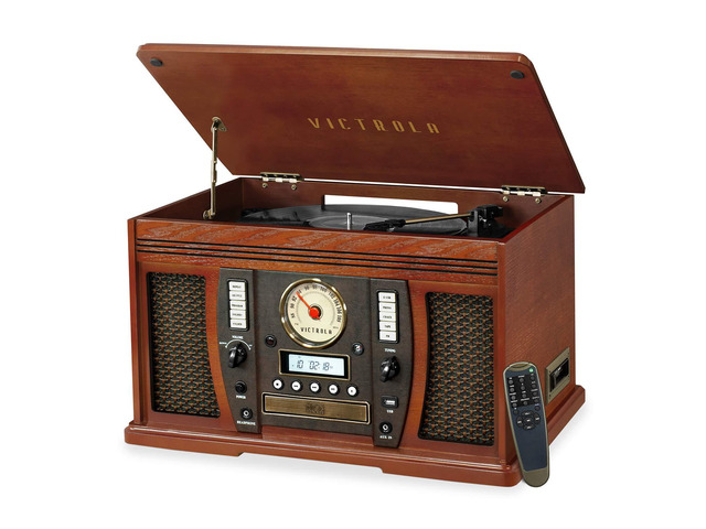 Aviator 8-in-1 Bluetooth Record Player & Multimedia Center with Built-in Stereo Speakers - 3-Speed Turntable, Vinyl to MP3 Recording, Wireless...