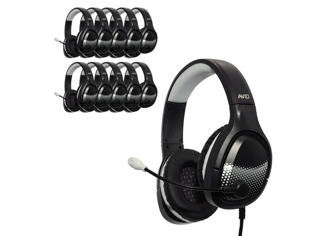 Products AE-79 Deluxe Over-Ear Classroom Computer Stereo Headset USB Plug, Black (10 Pack), Great for Gaming and E-Sports