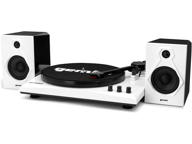 Bluetooth Turntable with Built-in Speakers, White (TT-900BW) Bluetooth turntable with built-in speakers - 3-speed, ceramic cartridge - RCA output...
