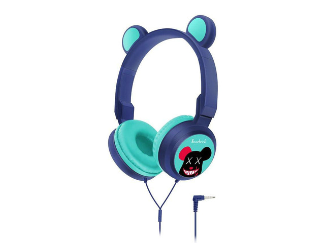 Kids Wired Headphone for Electronic Drum Set. Foldable and Adjustable, Bear Ear Design 3.5mm Jack