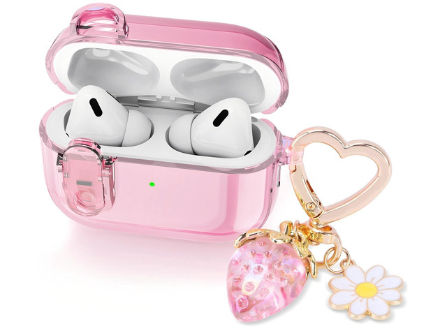 (with Safety Lock) Clear Case Compatible with AirPods Pro 3 Case 2025 Women, Cute Soft TPU Transparent AirPods Pro 3rd Generation Cases Earbuds...