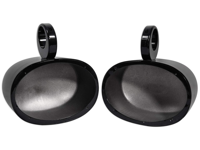 MAC69B Pair 6x9 Polished Black Wakeboard Tower Enclosures 6061 Aircraft Grade, Waterproof, Internally Wired, Universal Clamp Fits 2'-2.5' Towers,...