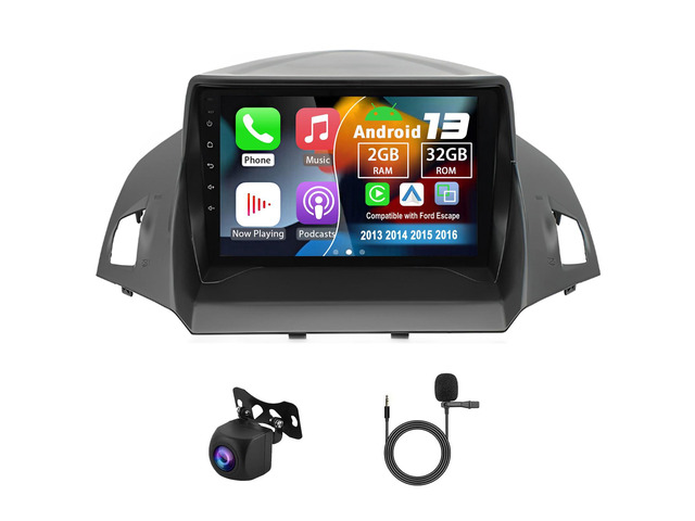 Android 13 2 Din Car Radio for Ford Escape 2013 2014 2015 2016 2G+32G 9' Touch Screen Car Stereo with Wireless Carplay Android Auto GPS WiFi Mic...