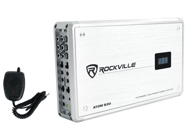 Atom S20 4 Channel Bluetooth Amplifier w/Volt Meter+Mic for ATV/UTV