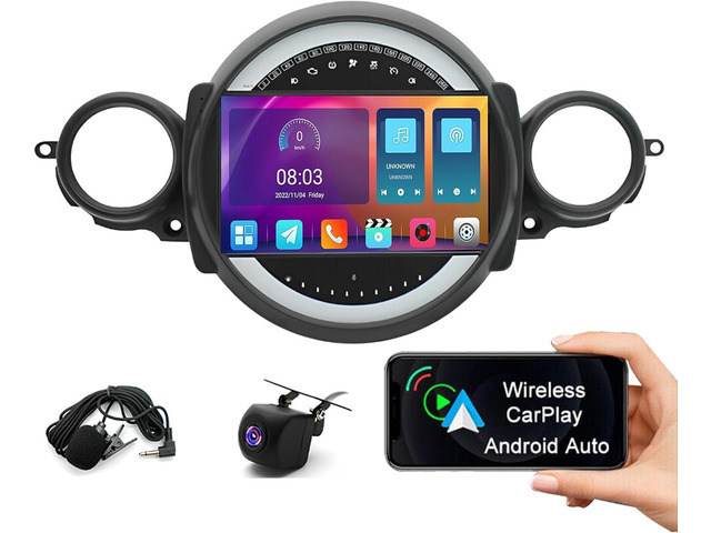 Android 13 Car Radio Stereo, 9'' Touch Screen Double Din Car Audio Multimedia Receiver fit for Mini Cooper R56 2007-2014 with Carplay & Android...