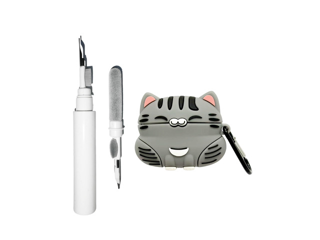 [3 in 1] Cute Case Compatible with Airpods Pro 3 with Keychain,Soft Silicone 3D Cartoon Animal Cat Funny Design Cleaning Pen Kit Shockproof Cover...