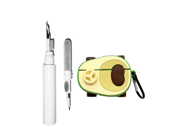 [3 in 1] Cute Case Compatible with Airpods Pro 3 with Keychain,Soft Silicone 3D Cartoon Avocado Fruit Funny Design Cleaning Pen Kit Shockproof...