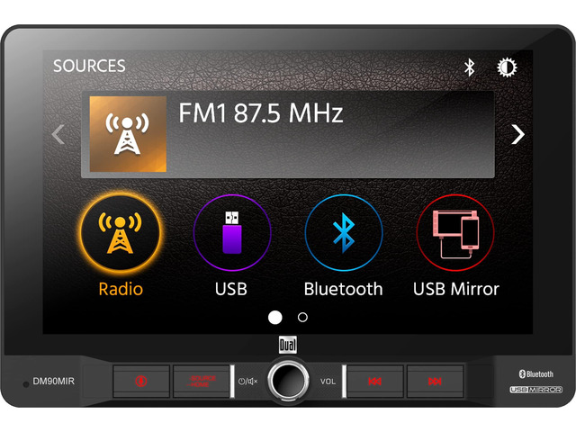 DM90MIR 9 inch Mechless Multimedia Receiver with USB Screen Mirroring for Apple and Android Smartphones l Built-in Bluetooth l 240 Watts MOSFET...
