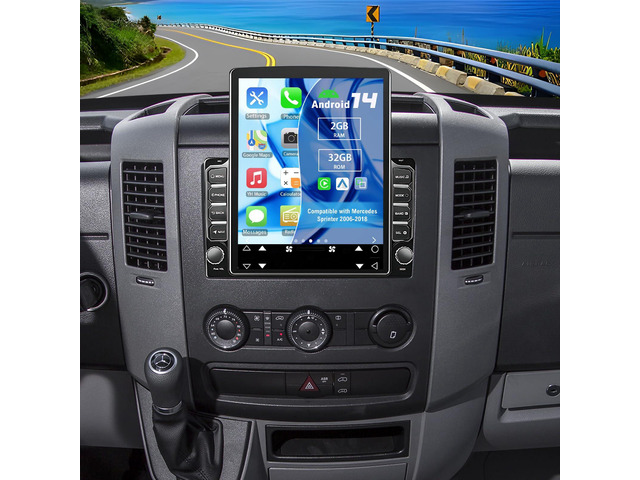 Double Din Car Stereo Upgrade Radio for Mercedes Sprinter 2006-18 9.7' Touchscreen with Wireless Carplay Android Auto GPS WiFi Bluetooth RDS DSP...