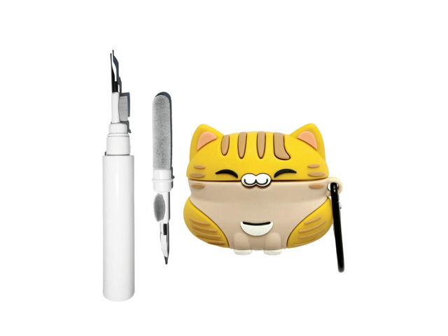 [3 in 1] Cute Case Compatible with Airpods Pro 3 with Keychain,Soft Silicone 3D Cartoon Animal Cat Funny Design Cleaning Pen Kit Shockproof Cover...