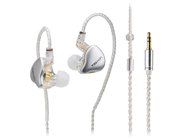 C1 10mm DLC Dynamic Driver IEM - HiFi Wired Earphones, Dual Magnetic Circuit, Deep Bass, Wide Soundstage, Detachable Cable, 3.5mm (Silver)
