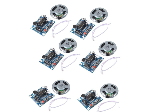 6PCS ISD1820 Voice Recording Recorder Module with Mic Sound Audio Loudspeaker
