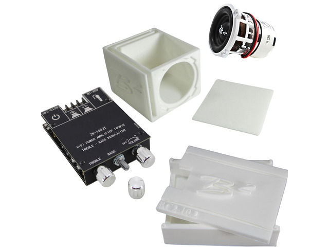 RC2 2' RC Car Subwoofer w/ 2ch Bluetooth Chip Amp & Single Vented Box (White)