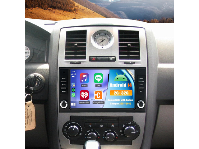 Android 14 Double Din Car Stereo Radio for Dodge Charger 2007-2010 7' Touchscreen Car Radio w/Wireless Carplay Android Auto GPS WiFi Bluetooth...