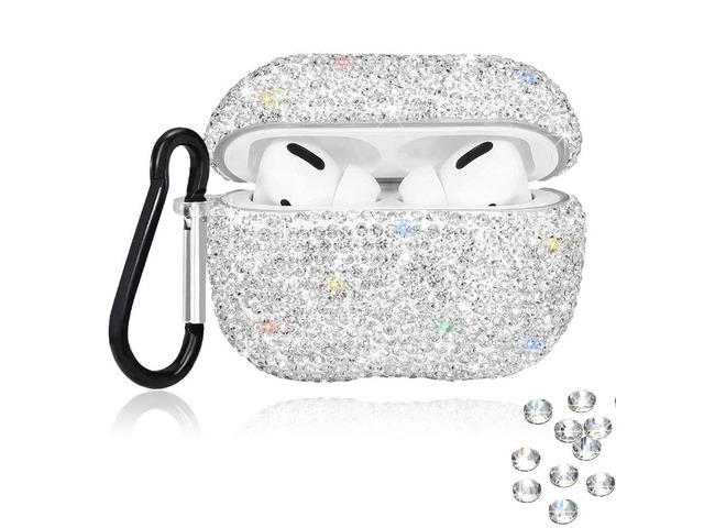 Bling Rhinestones Cover for AirPods Pro Case,Cute Bling Crystal Rhinestone AirPod Pro Protective Case Cover Shockproof with Keychain for 2019...