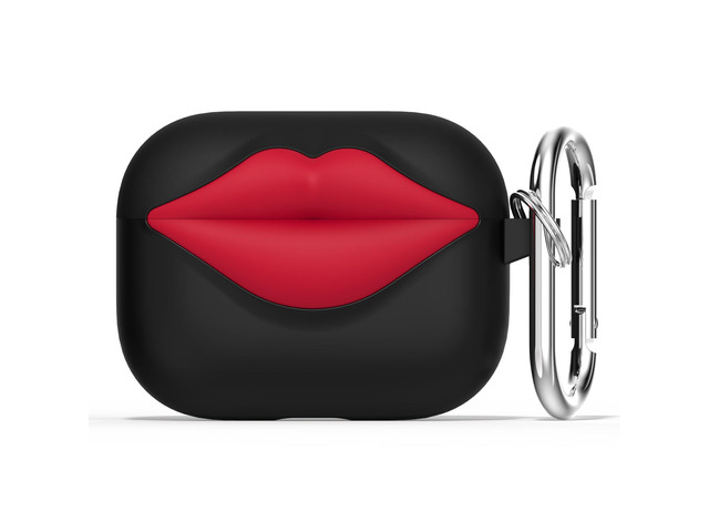 Super Cute 3D Red Lips Silicone Case for AirPods Pro 2/1 (Black) Fun Two-Tone Design for Women Men, Best Gift for Your Lover & Unique Stylish...